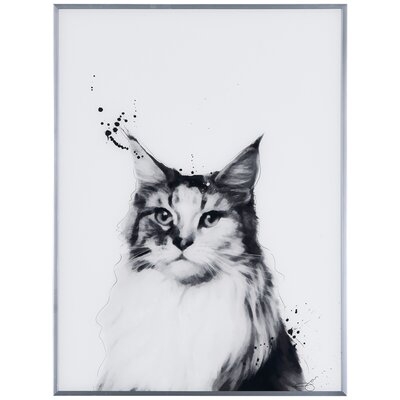 Yorkshire Terrier Black And White Pet Paintings On Printed Glass Encased With A Gunmetal Anodized Frame in , Siberian Cat - Image 0