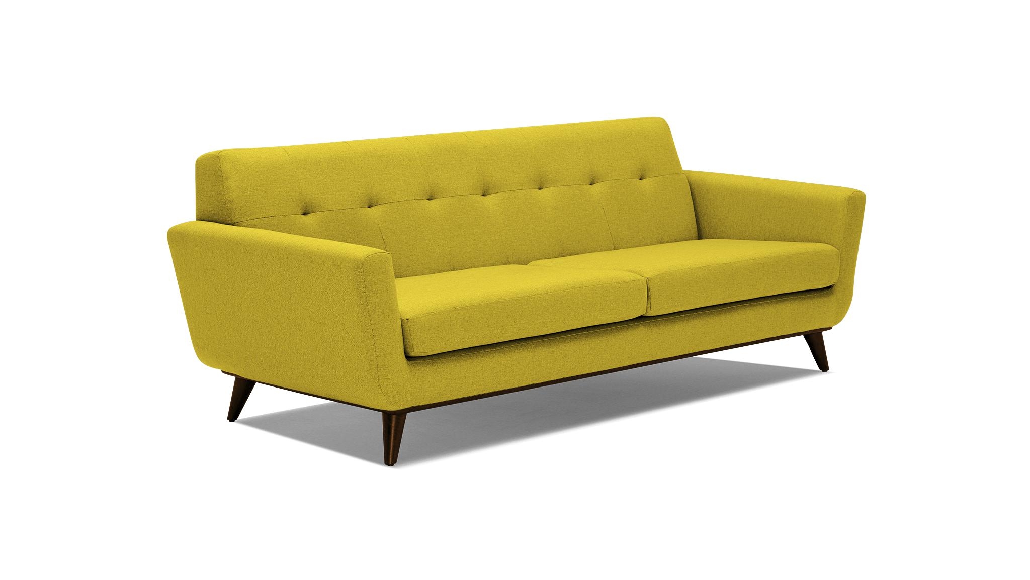 Yellow Hughes Mid Century Modern Sofa - Bloke Goldenrod - Mocha - Image 1