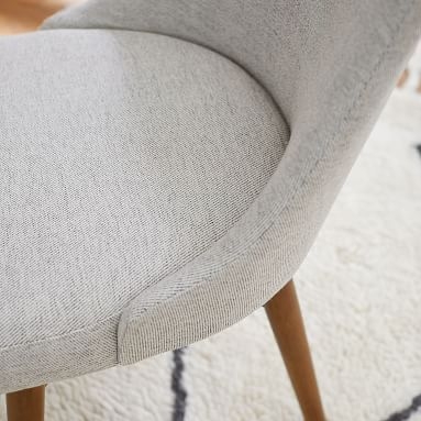 west elm x pbt Mid-Century Swivel Desk Chair, Boucle Twill Stone + Pecan Wood Base, In-Home Delivery - Image 1
