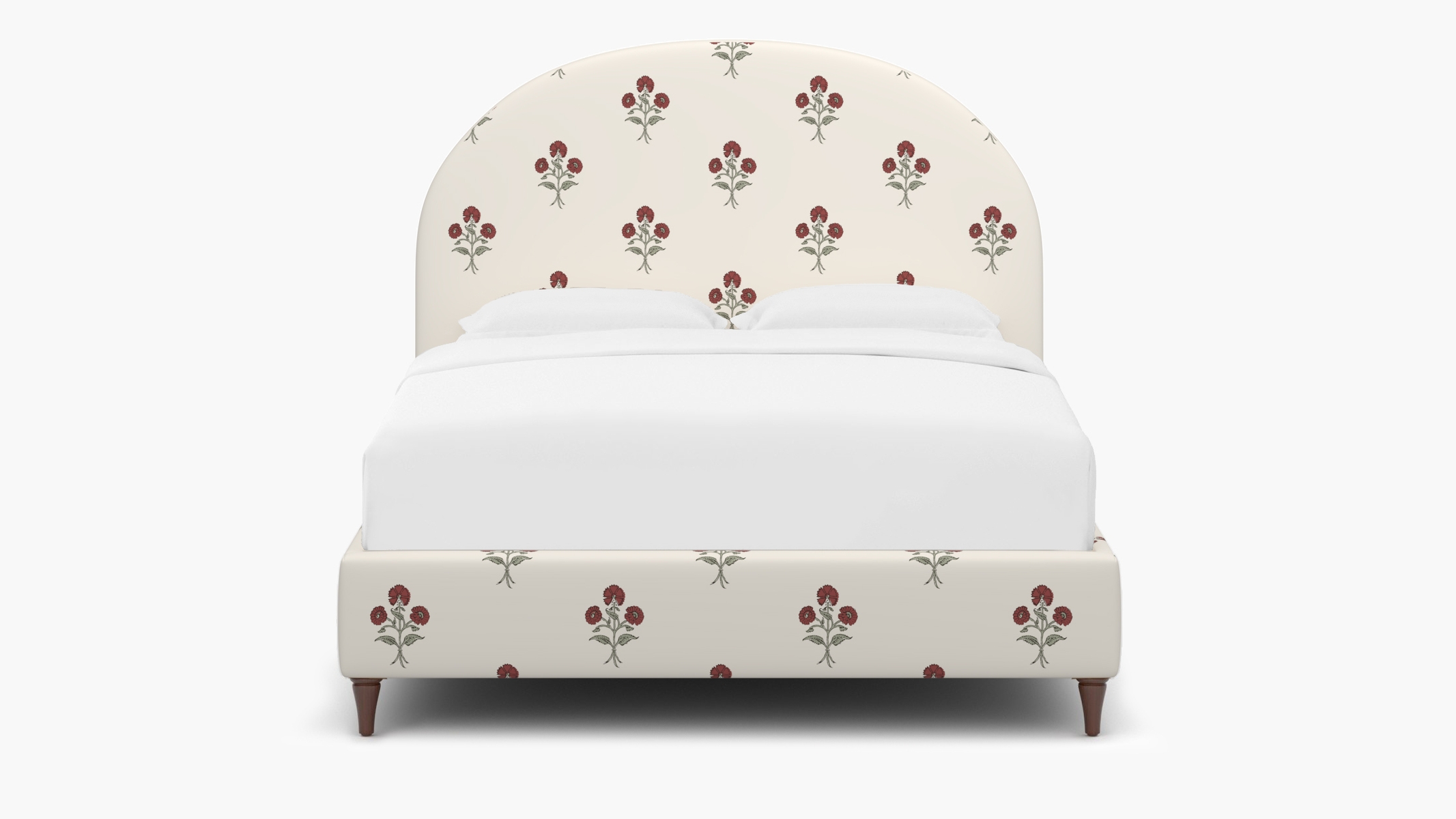 Demilune Bed, Red Delphine, Walnut Decorative Tapered Leg, Full - Image 0