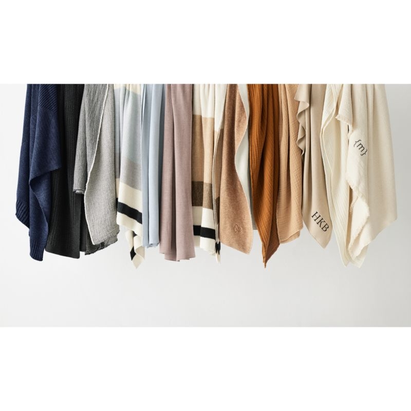 Reversible Stripe Gauze 80"x80" Taupe Brown and Arctic Ivory Bed Blanket - Image 1