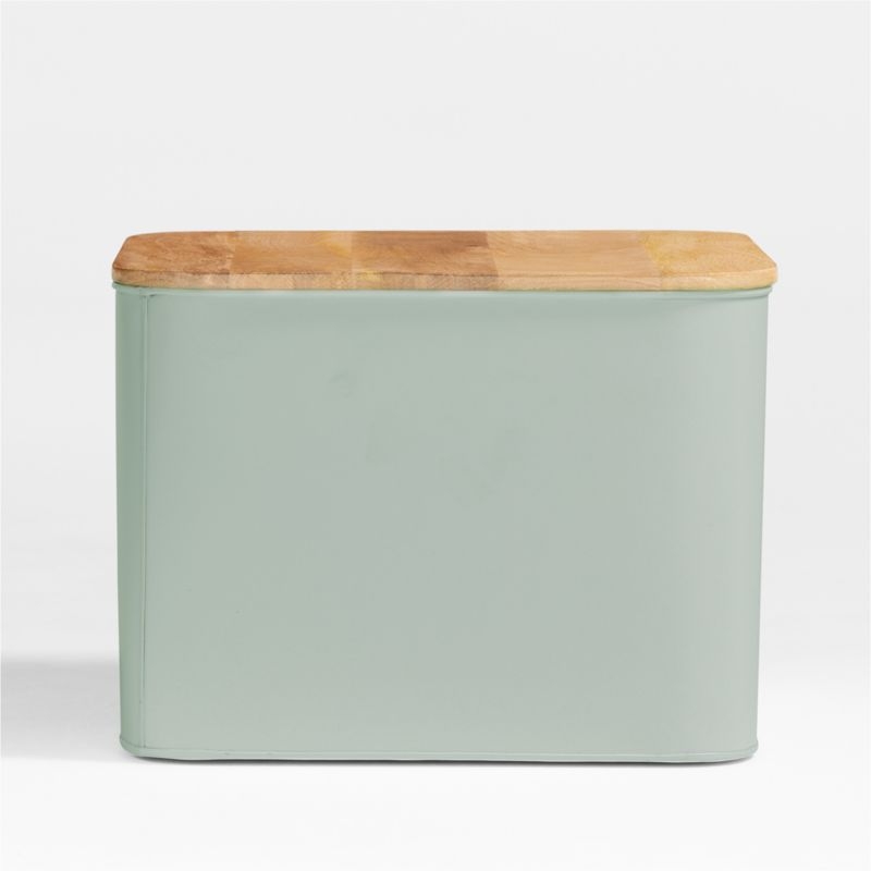 Outline Sage Medium Metal Floor Storage Bin with Wood Lid - Image 4