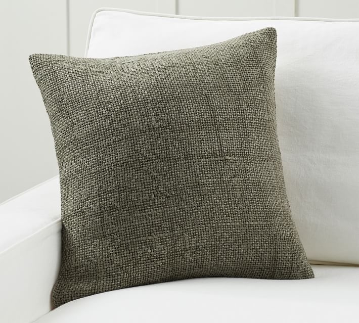 Faye Linen Textured Pillow Cover, 20", Sage Grass - Image 1