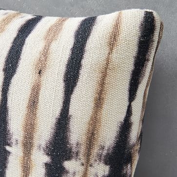 Outdoor Tie Dye Stripe Pillow, 12"x21", Black - Image 1