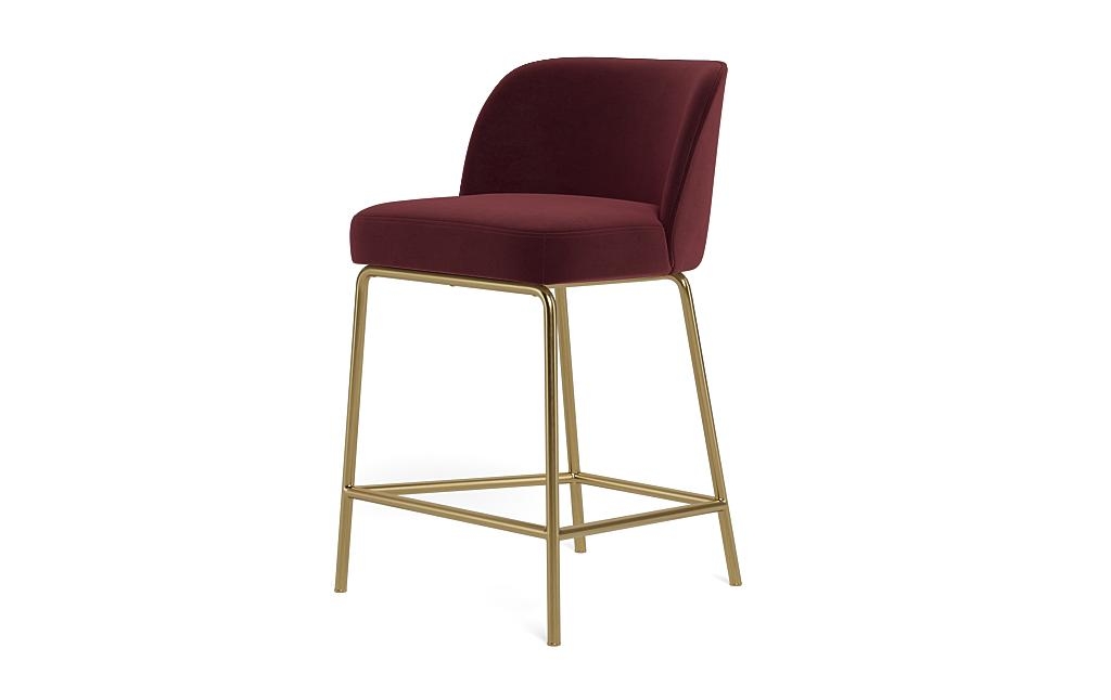 Graham Metal Framed Upholstered Counter Stool with Contrast Piping - Image 2