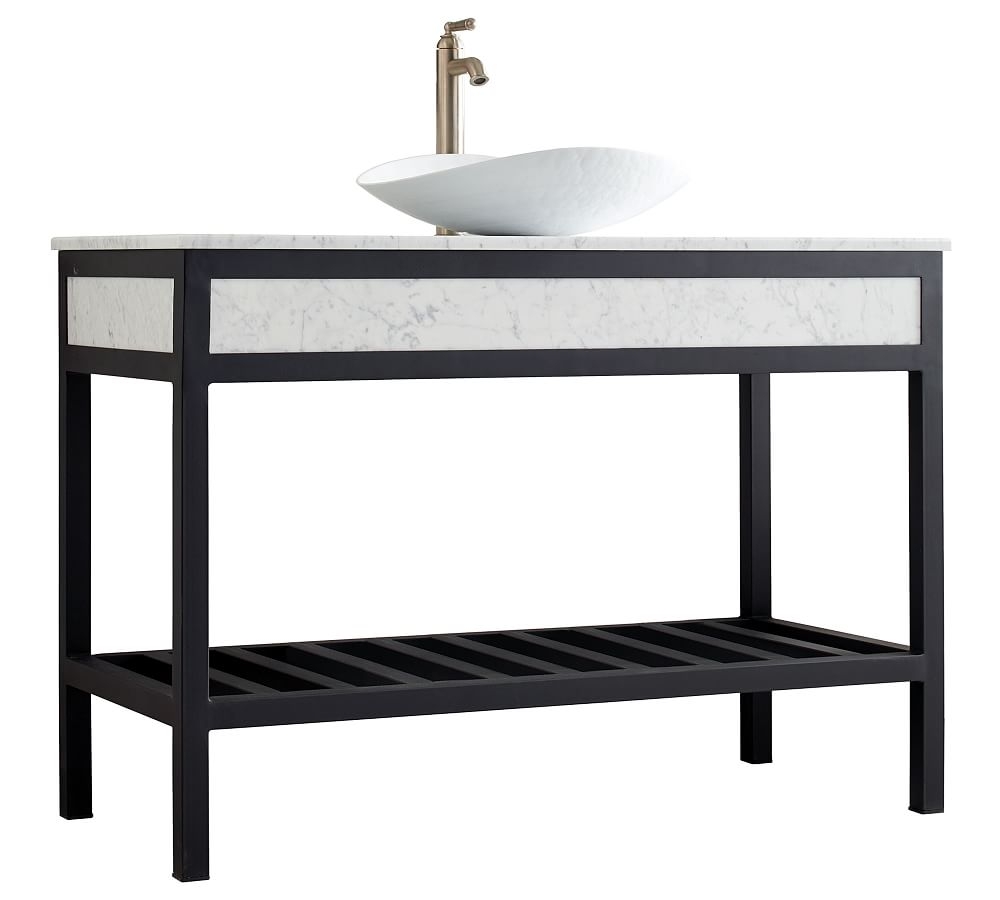 Della 48" Single Sink Vanity, Carrara Marble/ Bianco - Image 0