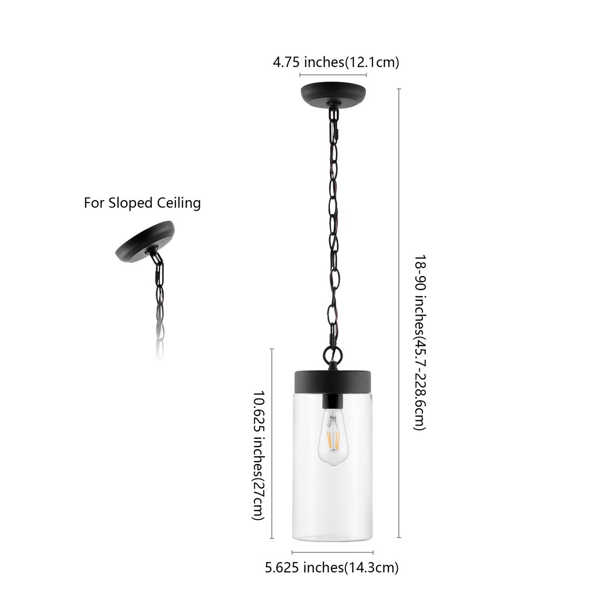 Lianne 5.7" Outdoor Pendant - Black - Safavieh - Image 4