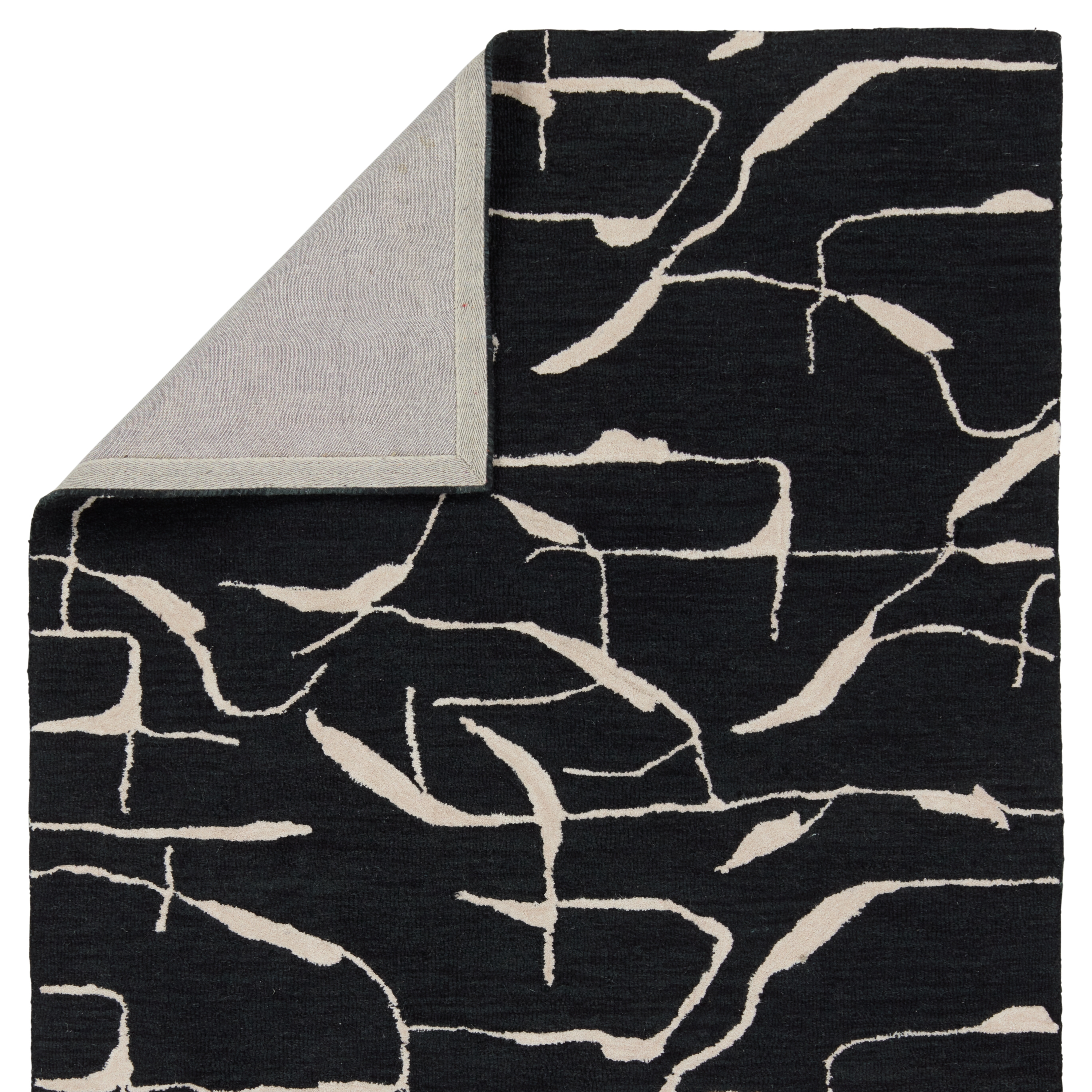 Nikki Chu by Noir Handmade Abstract Black/ White Area Rug (5'X8') - Image 2