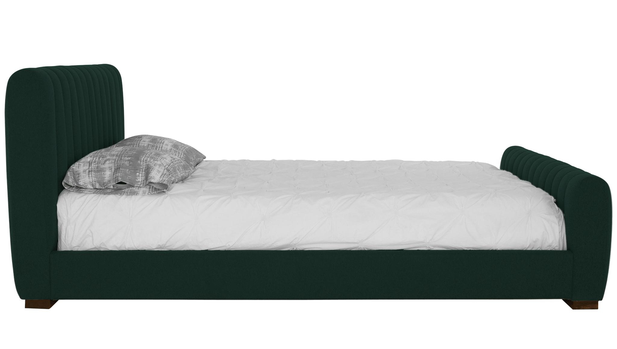 Green Camille Mid Century Modern Bed - Royale Evergreen - Mocha - Eastern King - Image 2