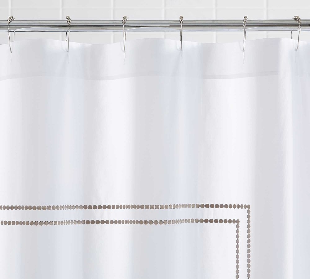Simply Taupe Pearl Embroidered Shower Curtain, 72" - Image 0