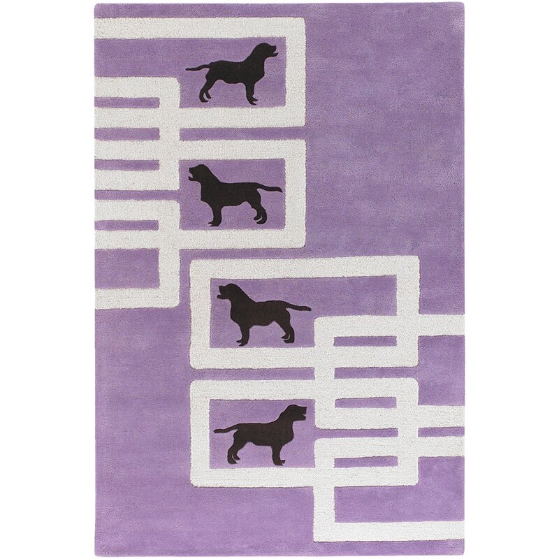  Avalisa Dog Purple/White Novelty Rug Rug Size: Rectangle 3'6" x 5'6" - Image 0