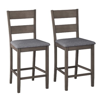 August Grove® 618310470BD0417D83D35F92D1B3D5DC Beauman Washed Grey Counter Height Dining Chair, Set Of 2 - Image 0