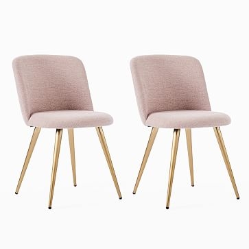 Lila Dining Chair, Dining Chair, Set of 2, Mauve, Antique Brass - Image 1
