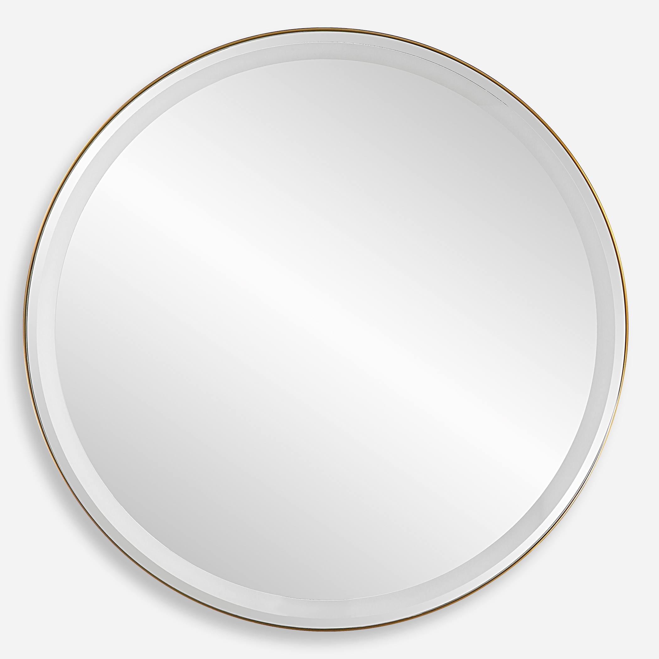 Crofton Lighted Brass Round Mirror - Image 0