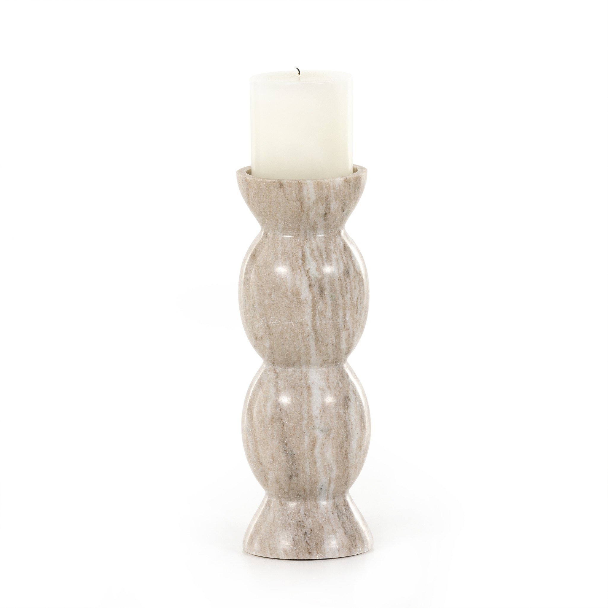 Kivu Pillar Candle Holder, Set Of 2 - River Grey Marble - Image 7