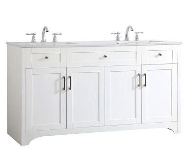 White Cedra Double Sink Vanity, 60" - Image 0