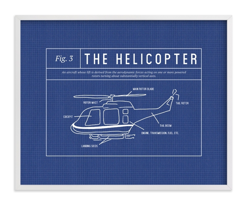 Helicopter Blueprint Limited Edition Children's Art Print - Image 0
