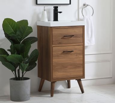 Franca Single Sink Vanity Cabinet, 1 Drawer, Walnut Brown, 18" - Image 4