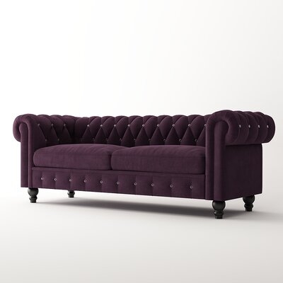 80" Wide Velvet Pillow Top Arm Sofa - Image 0