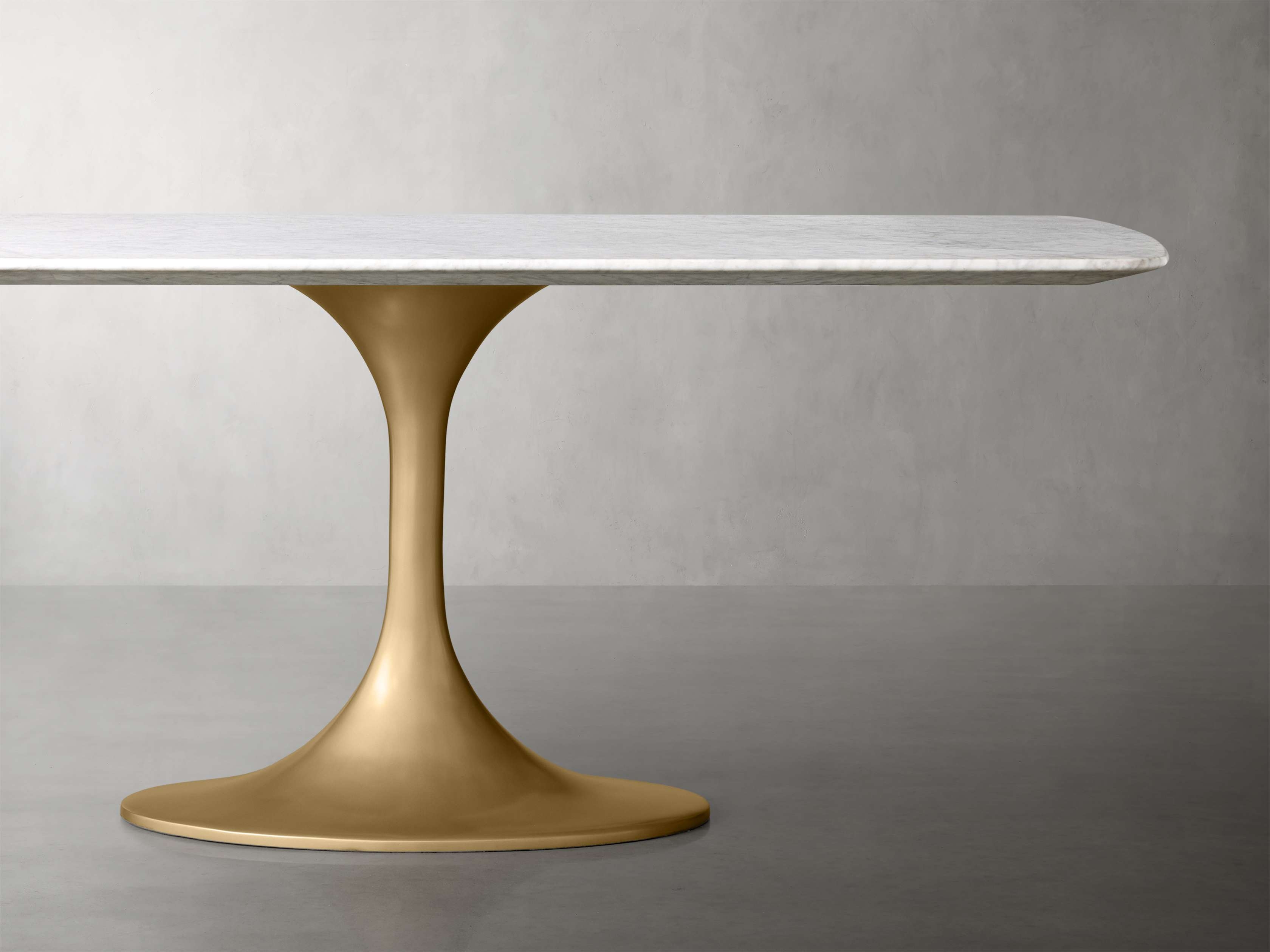 Saint Germain Dining Table with Launette Base Stone 84" in White  Carrara/Antique Brass - Image 0