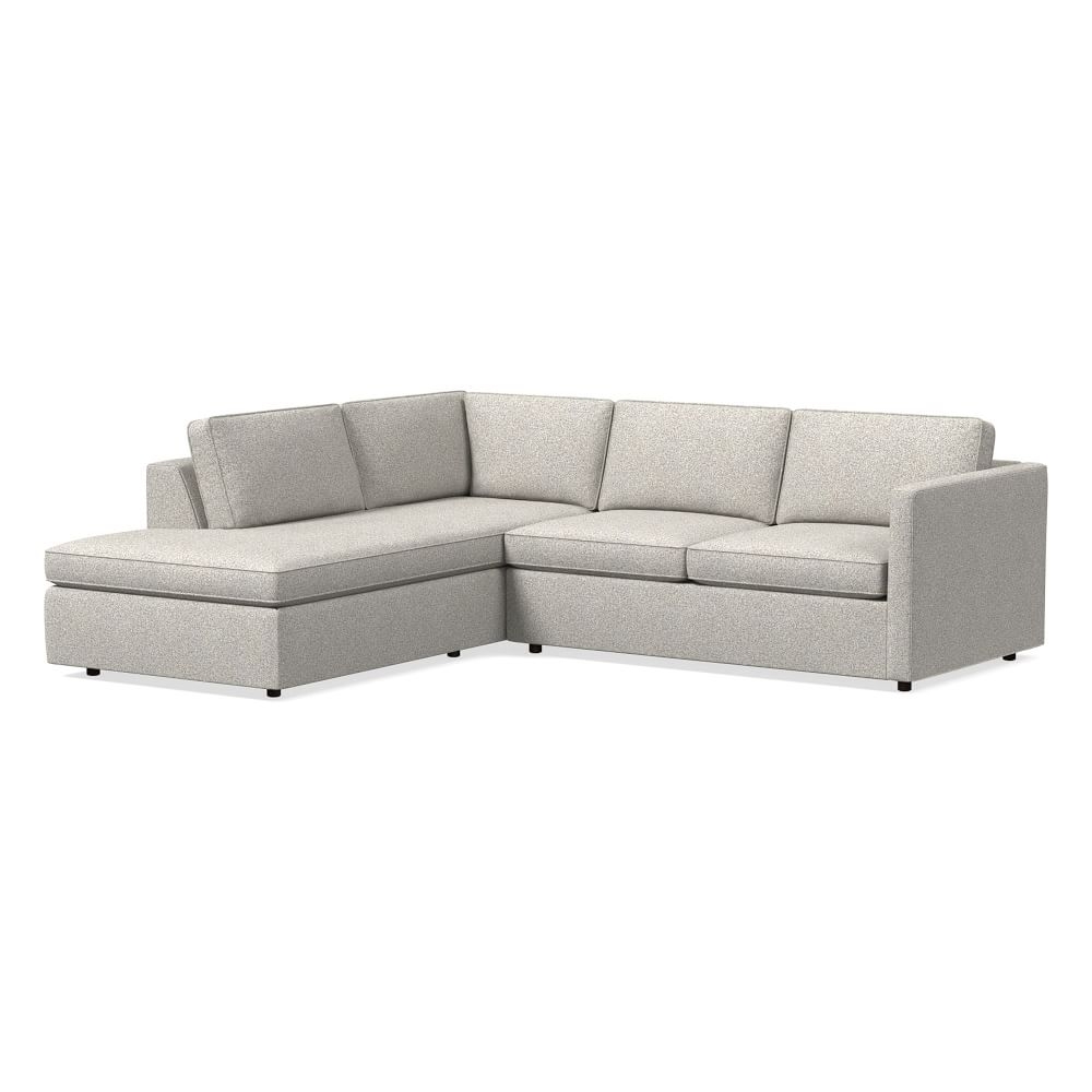 Harris Sectional Set 10: RA 65" Sofa, LA Terminal Chaise, Poly , Chenille Tweed, Storm Gray, Concealed Supports - Image 0