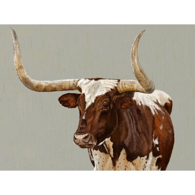 Moody Longhorn Neutral by Stephanie Jeanne - Wrapped Canvas Print - Image 0