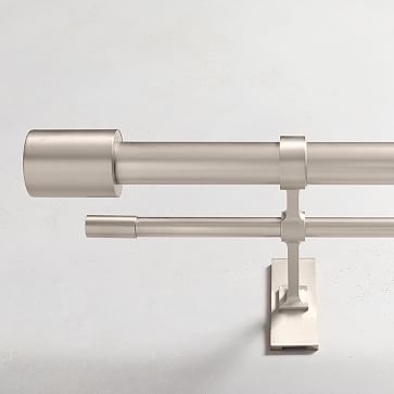 Oversized Adjustable Metal Double Rod, Brushed Nickel, 28"-48" - Image 0