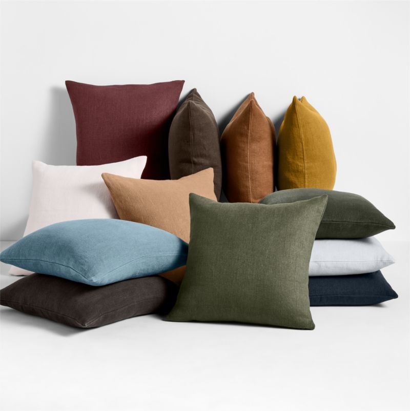 Relaxed Linen 20"x20" Deep Indigo Layering Throw Pillow with Feather Insert - Image 2