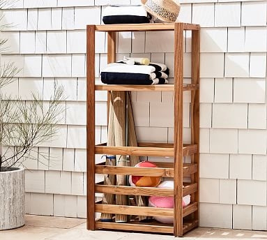 Teak Pool Storage Towel Shelf - Image 0