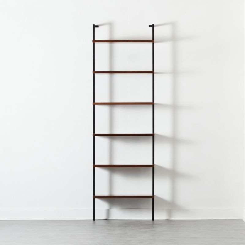 Helix 96" Walnut Wood Wall Mount Bookshelf - Image 4