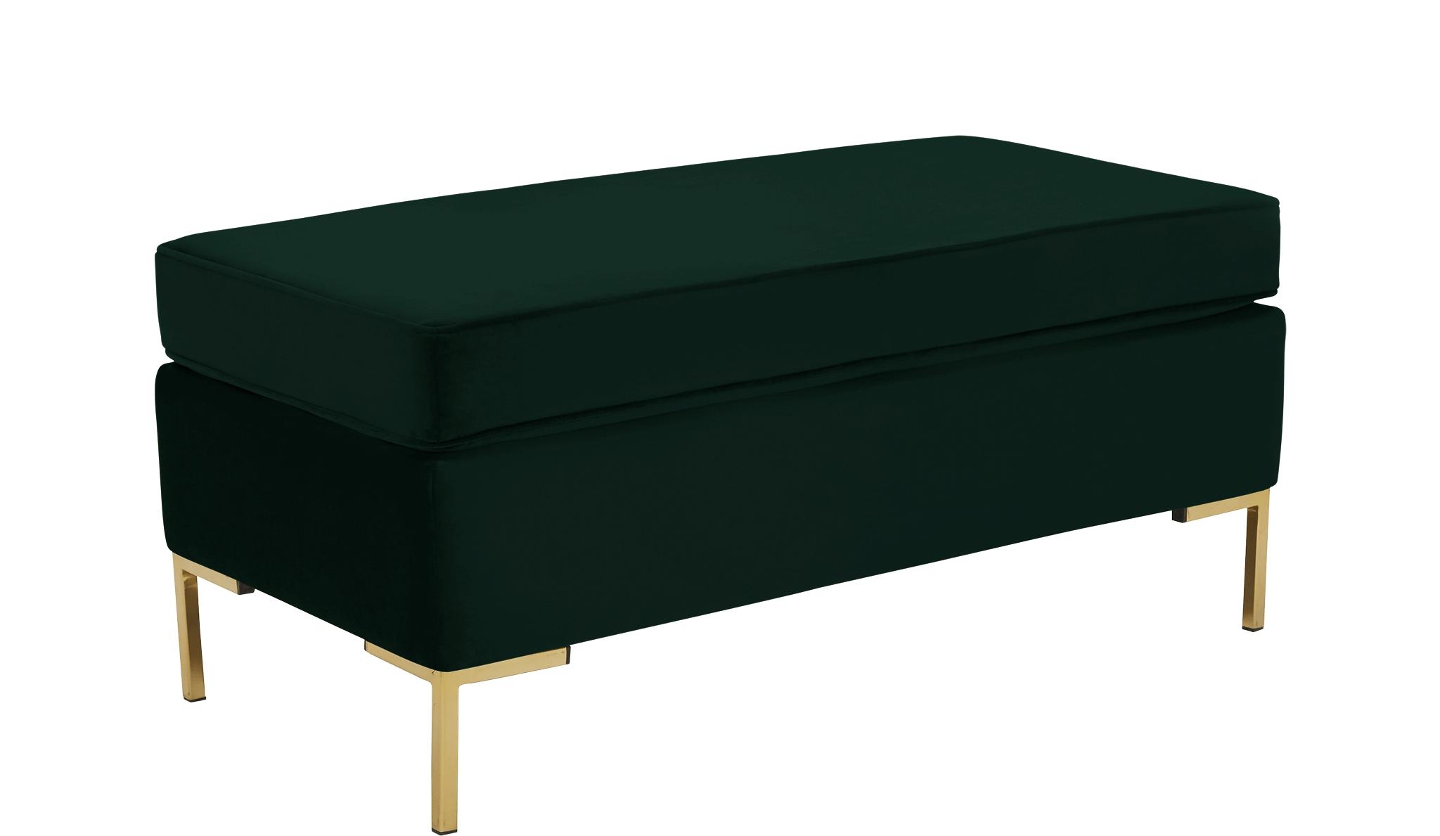 Green Dee Mid Century Modern Bench with Storage - Royale Evergreen - Image 1