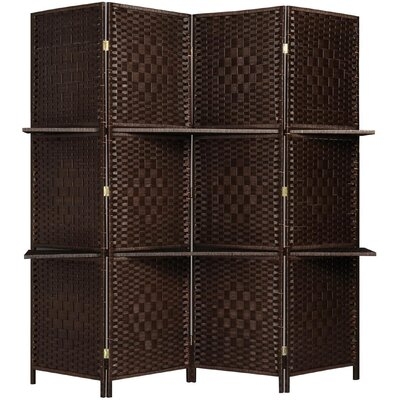 6 Ft Tall (Extra Wide) Diamond Room Divider,Wall Divider,Room Dividers And Folding Privacy Screens,Partition Wall, With 2 Display Shelves&Room Divider With Shelves-Darkmocha-4 Panels 2 Shelves - Image 0