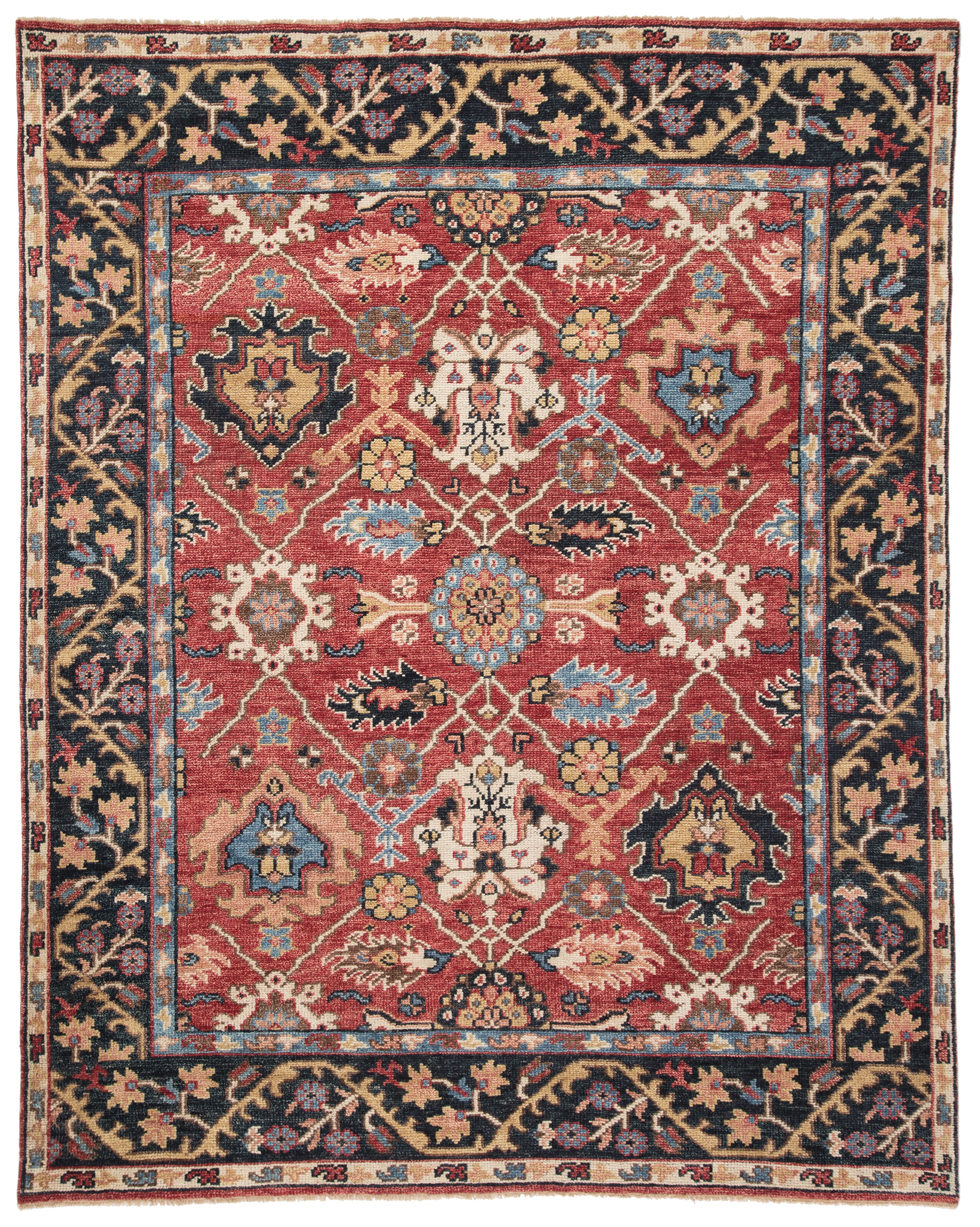 Aika Hand-Knotted Medallion Red/ Multicolor Area Rug (6'X9') - Image 0