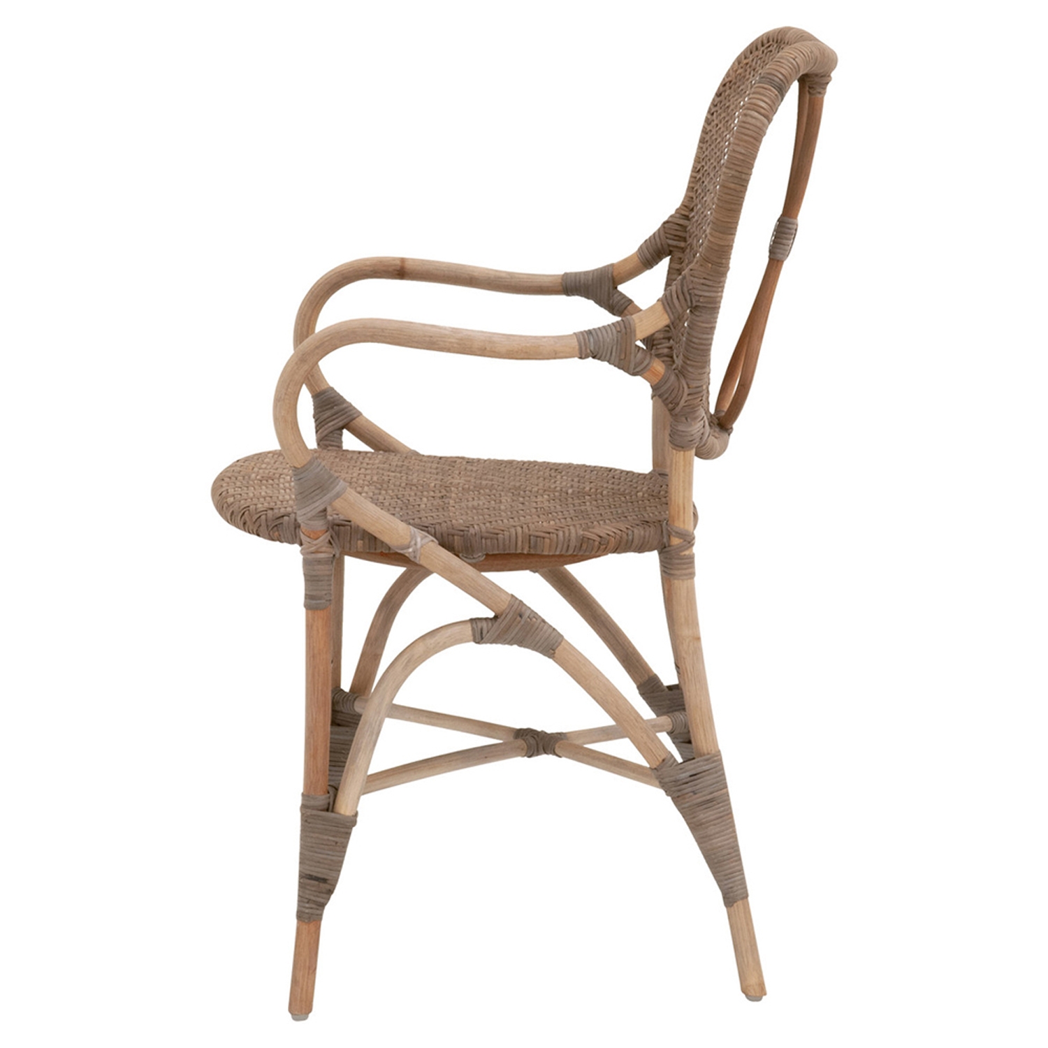 Lisa Coastal Beach Matte Grey Rattan Dining Arm Chair - Image 2