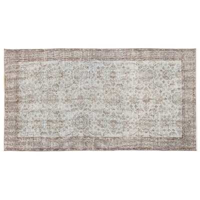 One-of-a-Kind Herby Hand-Knotted 1960s Turkish Beige 3'9'' x 6'11'' Area Rug - Image 0