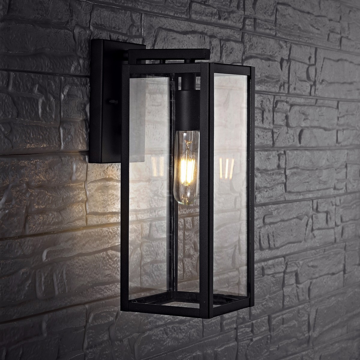 Norsan Outdoor Wall Lantern - Clear/Black - Image 1