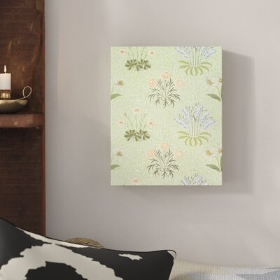 Brueck Daisy Design Wallpaper with Lily of the Valley and Other Wild Flowers on a Willow Background, 1862' Graphic Art on Wrapped Canvas - Image 0