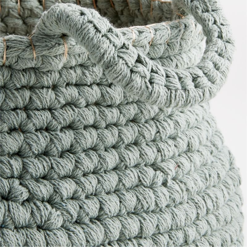 Uma Green Rope Knit Storage Basket with Handles - Image 6