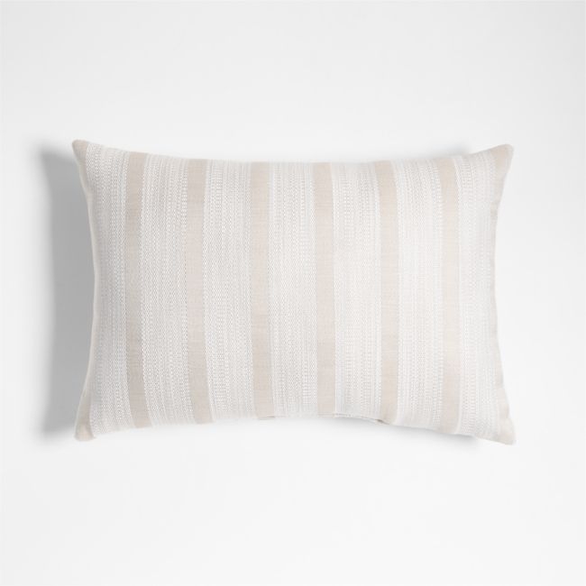 Sunbrella ® Flashy Stripe 24"x16" Sand Beige Outdoor Throw Pillow - Image 0