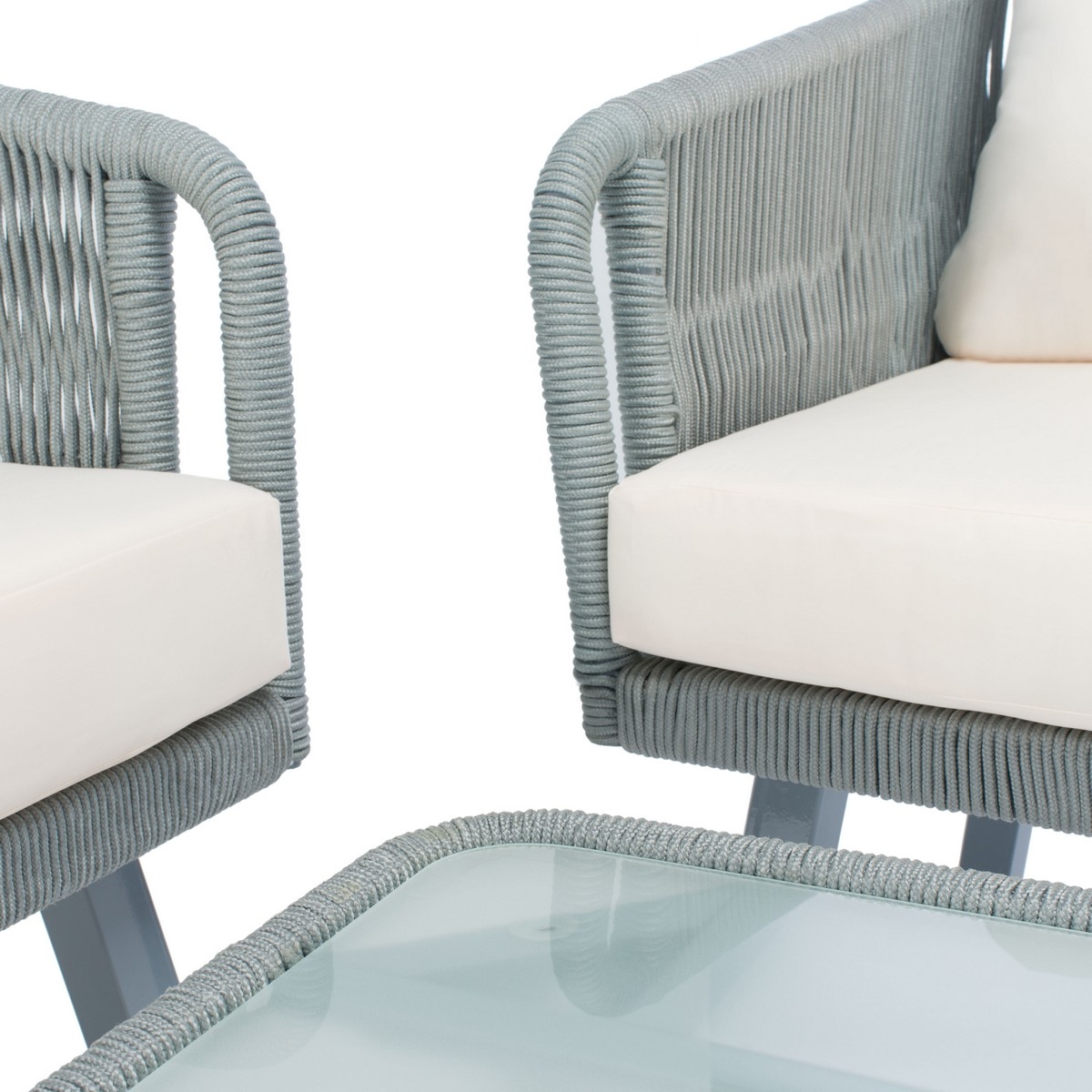 Kerson 4 Pc Rope Living Set - Grey/Beige - Safavieh - Image 3