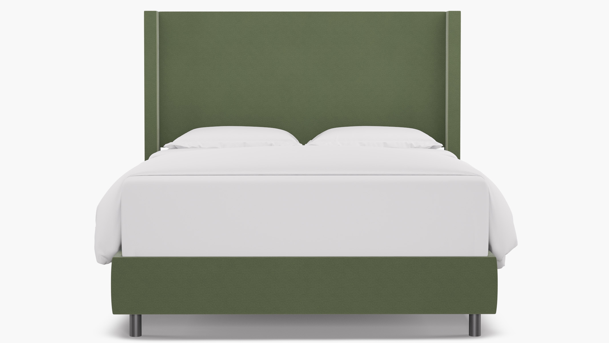 Modern Wingback Bed, Vert Classic Velvet, Queen - Image 0