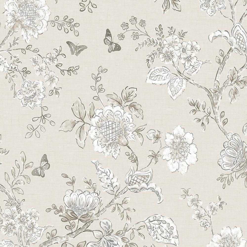 Butterfly Toile Wallpaper, Brown/Grey/Brown - Image 0
