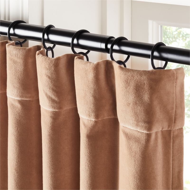 Light Brown Organic Cotton Velvet Window Curtain Panel 48"x108" - Image 1