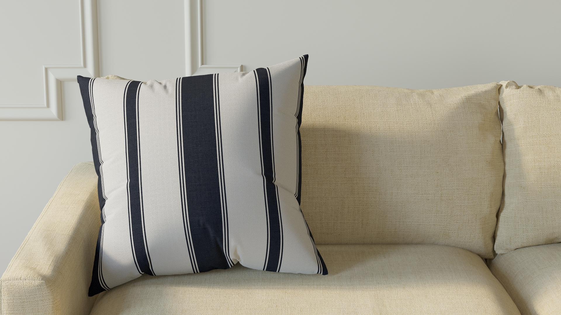 Throw Pillow 22", Navy Clarence Stripe, 22" x 22" - Image 2