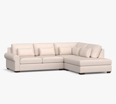 Big Sur Roll Arm Upholstered Deep Seat Left 3-Piece Bumper Sectional, Down Blend Wrapped Cushions, Performance Heathered Tweed Ivory - Image 2