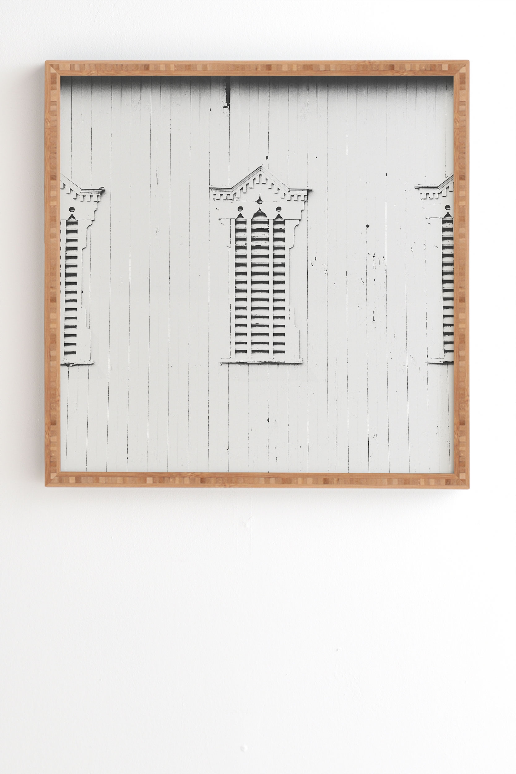 Rustic White Barn by Ann Hudec - Framed Wall Art Bamboo 30" x 30" - Image 0