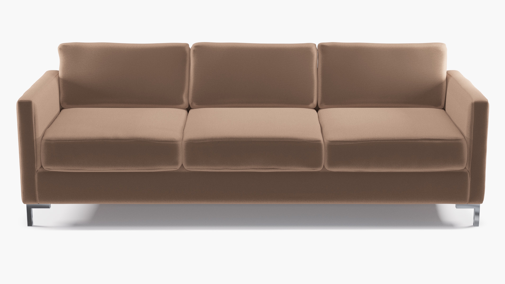 Modern Sofa, Mink Performance Plush Velvet, Chrome L Leg - Image 0