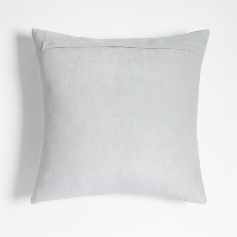 Sashiko Organic Cotton Velvet 20x20 Mist Blue Throw Pillow with Feather Insert - Image 2