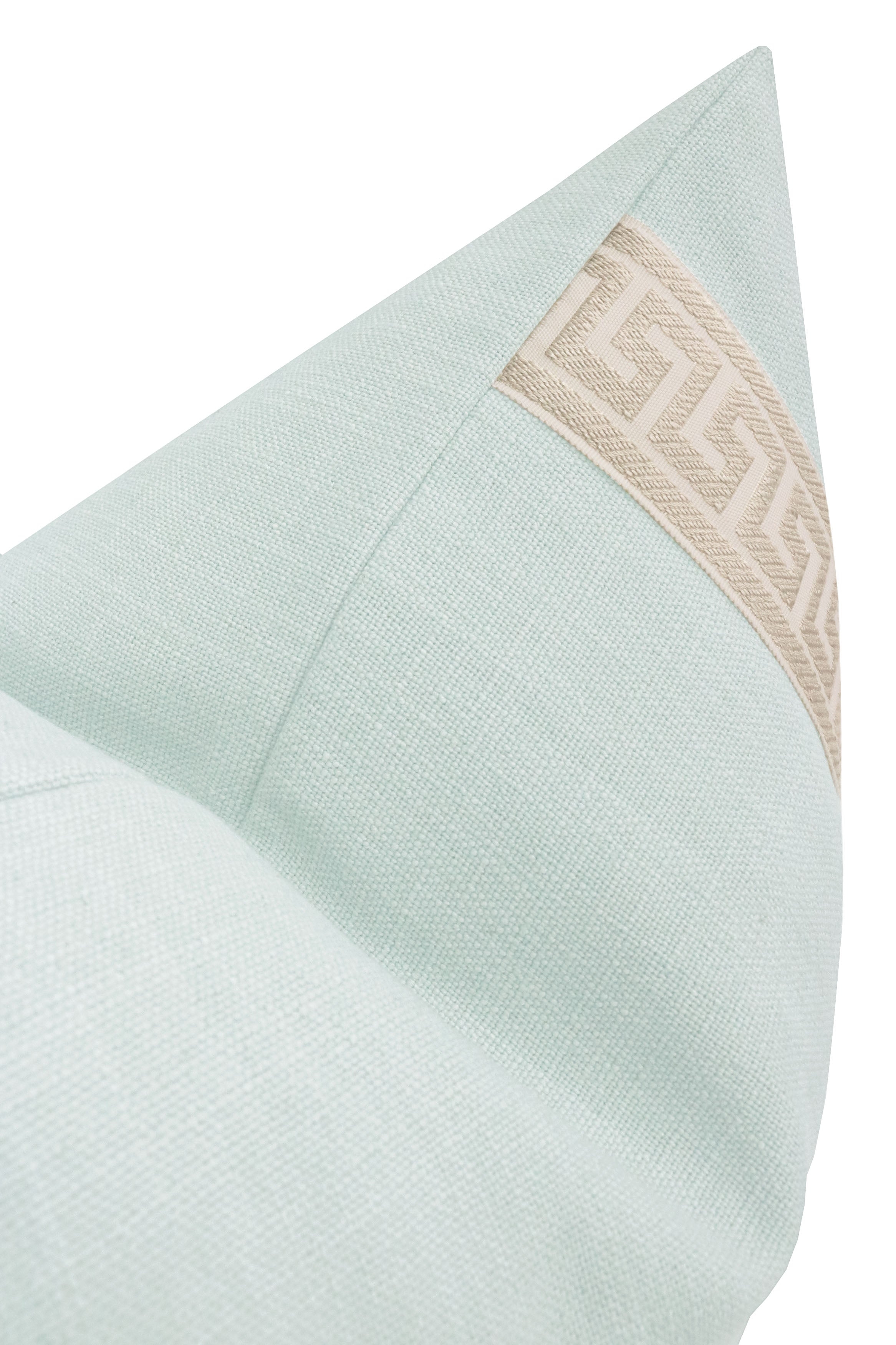 SIGNATURE LINEN // SPA BLUE + GREEK KEY TRIM // CASHMERE - 14" X 36" - Image 2