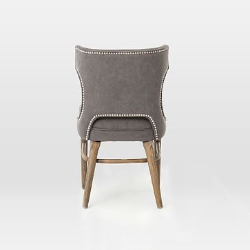 Nailhead Upholstered Dining Chair, Canvas, Dark Moon, Solid Wood - Image 2